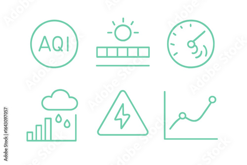 Environmental indicators display various metrics for air quality and weather conditions during daylight hours