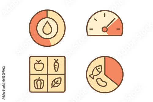 Visual representation of food nutrition metrics and dietary balance information for health-conscious individuals