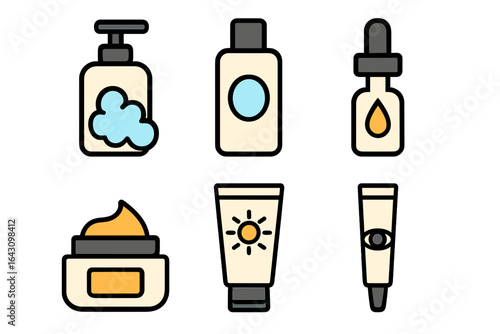 Display of various skincare products featuring bottles and containers for daily routines and self-care