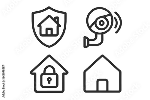 Home security symbols representing surveillance, protection, and safety measures in a modern home environment