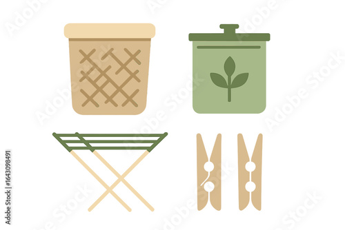 Containers and drying rack for organizing laundry and storage in an eco-friendly home environment