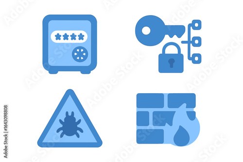 Secure storage symbols representing safety and protection measures for valuables in a minimalistic design
