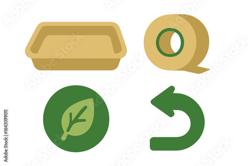 Sustainable packaging materials displayed in a creative layout for eco-friendly initiatives and recycling awareness