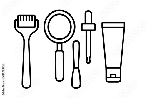 Skincare tools displayed on a white background for beauty routine enhancement and treatment application