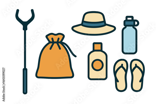 Summer beach essentials for a fun day by the shore with crucial items for sun protection and hydration