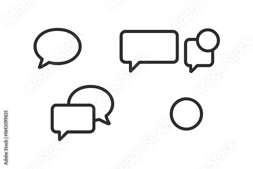 Various speech bubble designs representing conversation and communication dynamics in a minimalist style