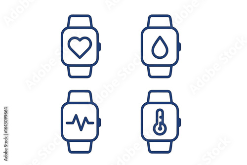 Fitness tracking devices display heart rate, hydration, and temperature monitoring features for health-conscious users