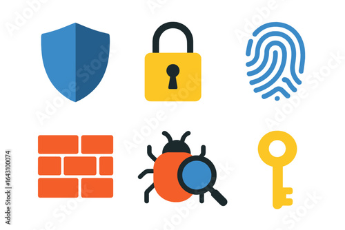 Icons representing cybersecurity elements and their importance in protecting digital information