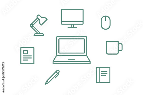 Workspace setup featuring essential items for productivity and efficiency during a workday