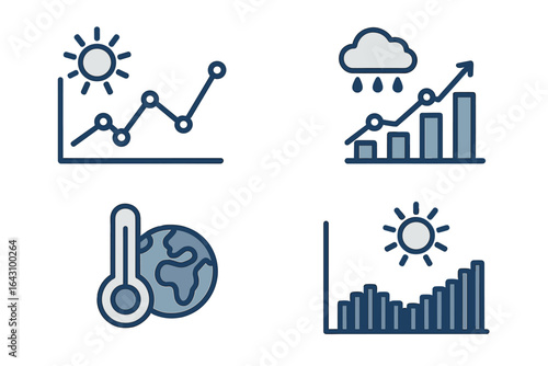 Visual representation of climate data showcasing temperature trends, precipitation changes, and graphical analysis of global warming effects