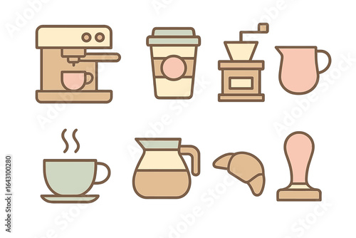 Coffee brewing equipment and accessories arranged in a neat layout with a focus on the art of coffee preparation