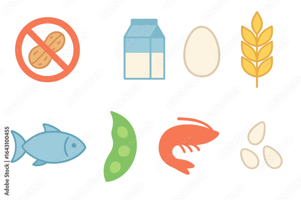 Obraz premium Illustrations of common food allergens and safe food options for dietary awareness and allergy management