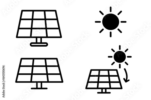 Solar panel concepts illustrating sunlight absorption and energy generation during the daytime