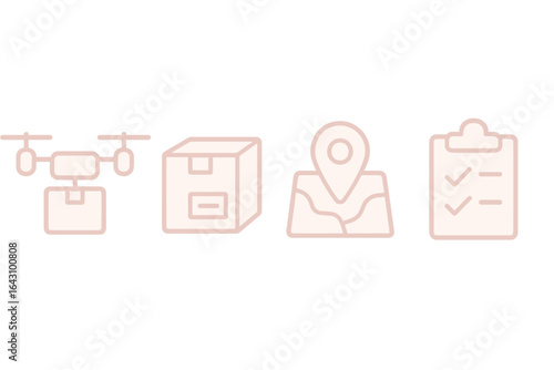 Delivery and logistics process represented through icons showcasing technology and organization in operations