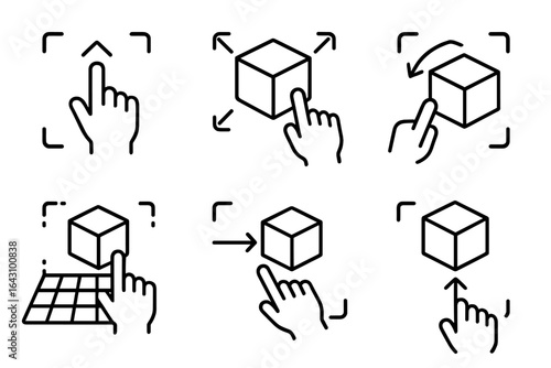 Interactive guide to manipulating a 3D object using touch gestures for digital interfaces