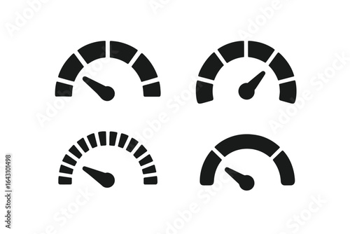 Various gauges showing different levels of measurement in a minimalistic style for design applications