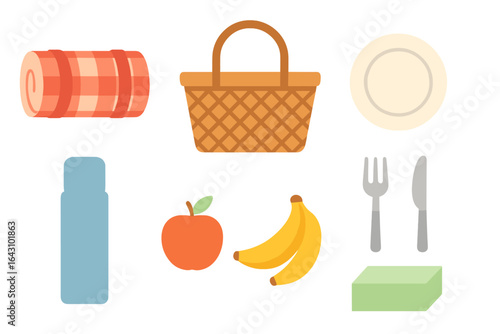 Essential picnic items arranged for a delightful outdoor meal with friends or family