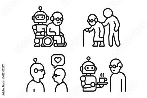 Robots assisting elderly individuals in various daily activities and interactions