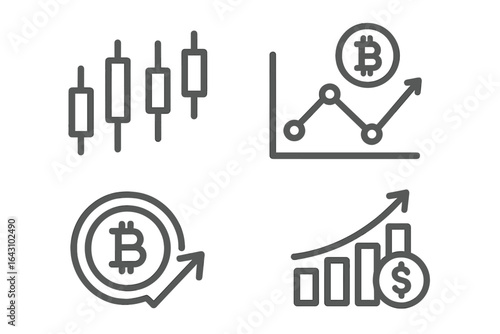 Cryptocurrency market analysis with charts and symbols illustrating trends and growth potential