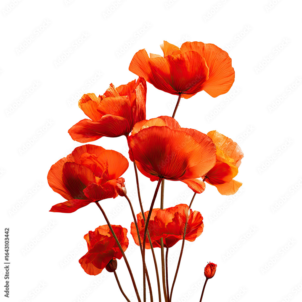 Obraz premium A cluster of vibrant orange poppies against a black background