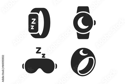 Sleep accessories including a sleep mask, smart watch, and rings for better rest and relaxation