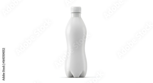 Blank white plastic bottle mockup for beverage packaging. 3D render of a generic drink container template isolated on a white background.