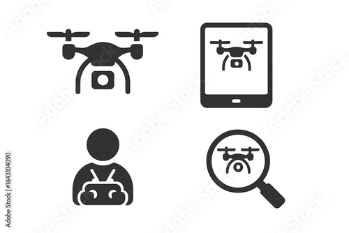 Innovative technology concepts showcasing drone operation, user experience, and remote control interaction