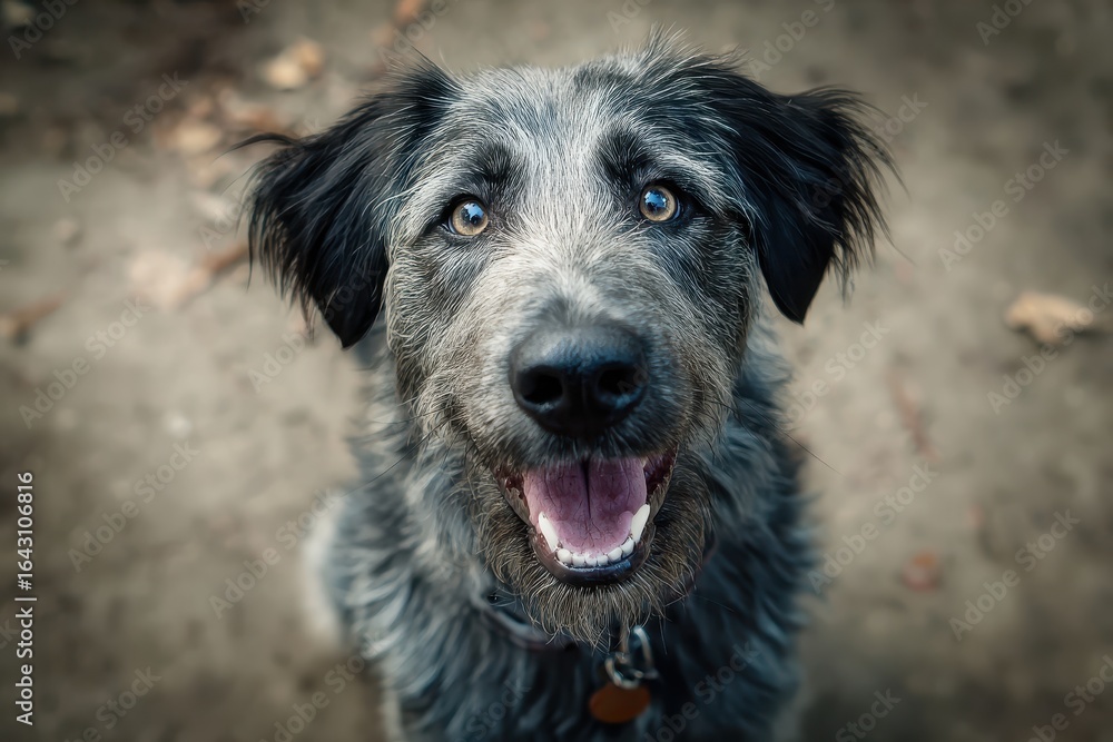 Fototapeta premium Happy dog at a California shelter looking for a loving home and a forever family to share adventures and joy with every day