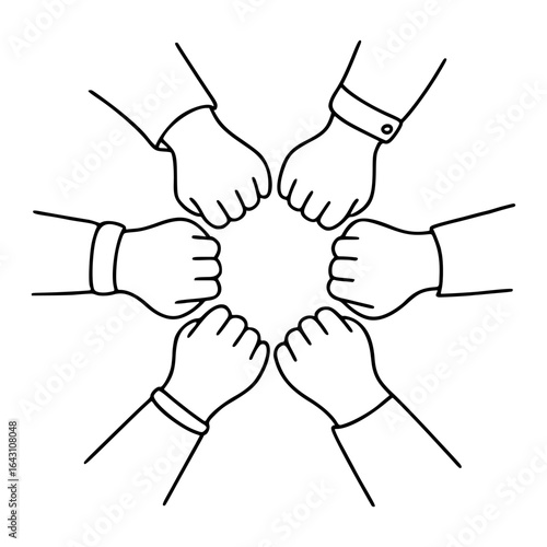 Fists in a Circle Line Art