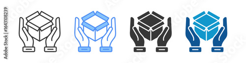Open Box Icon Set Multiple Style Collection
