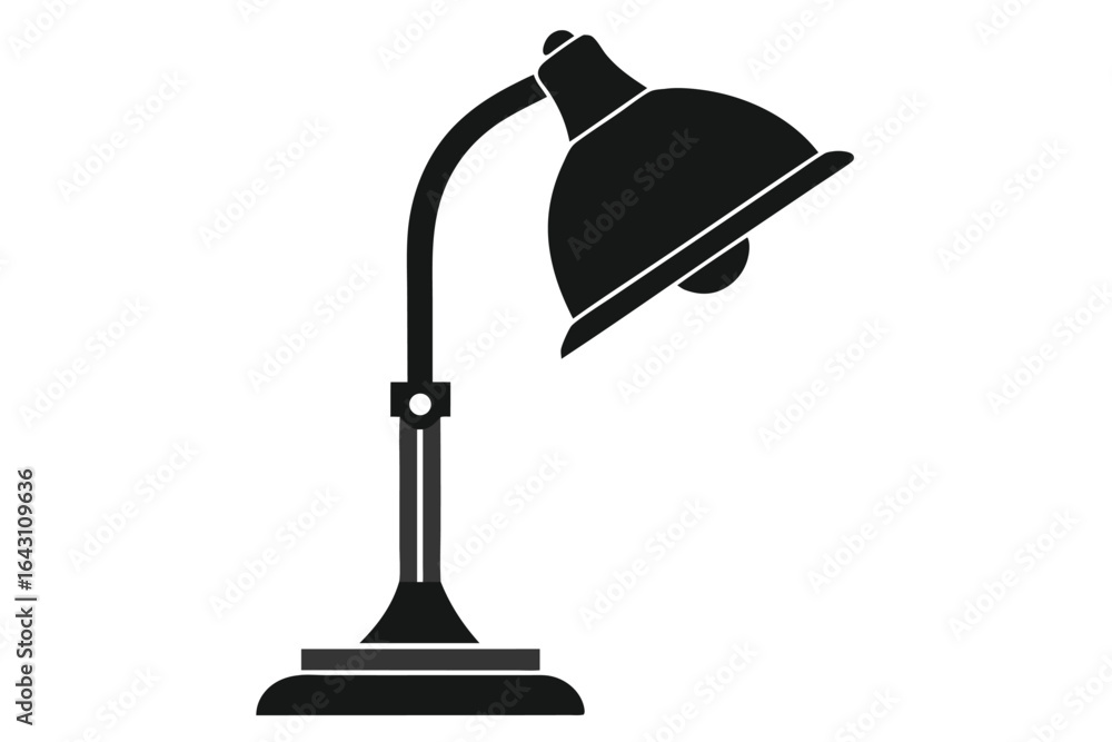 Obraz premium Black silhouette shows the adjustable desk lamp over a white background in simple vector
