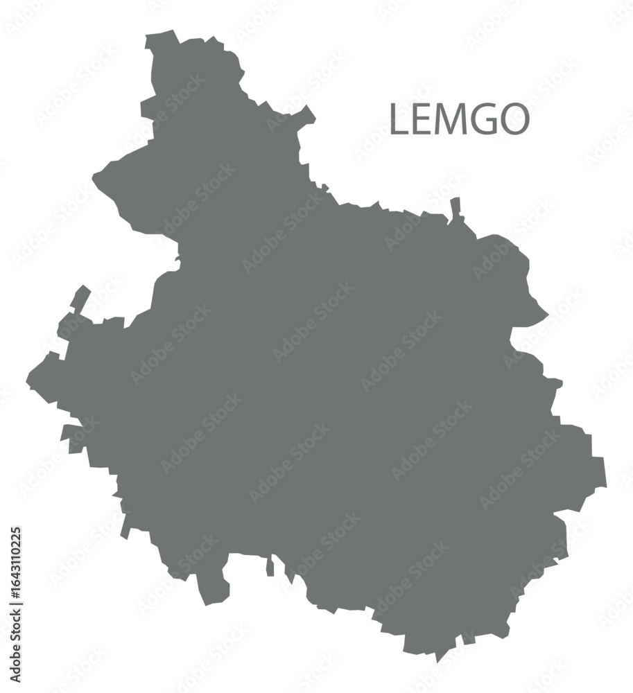 Fototapeta premium Lemgo city map with boroughs grey illustration silhouette shape