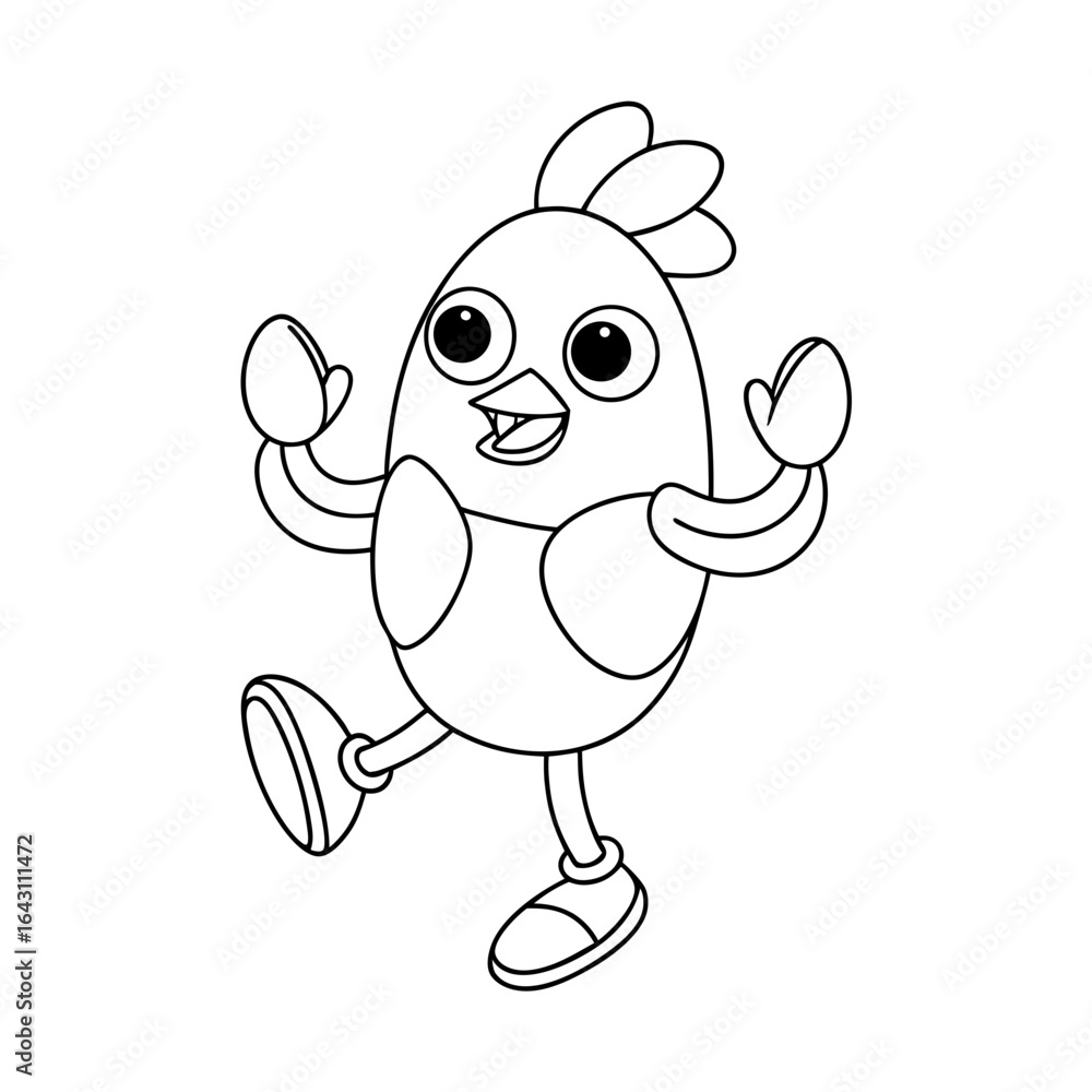 Fototapeta premium black outline printable chick dancing on jelly
