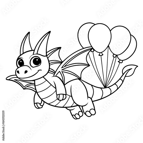 Dragon Playing Hide and Seek Coloring Sheet