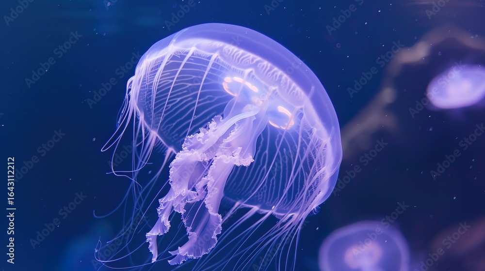 Naklejka premium The Moon Jellyfish: Exploring Anatomy, Habitat, and Ecological Role of Aurelia Aurita in Marine Ecosystems
