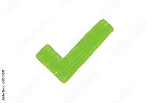 Hand-drawn Green Check Mark Approved Symbol Yes Icon.