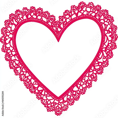 A vibrant, outlined, lace heart shape