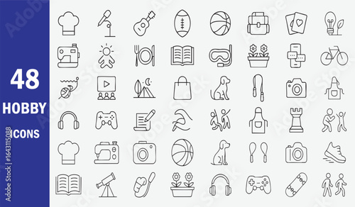 Diverse hobby icons collection hobbies cooking