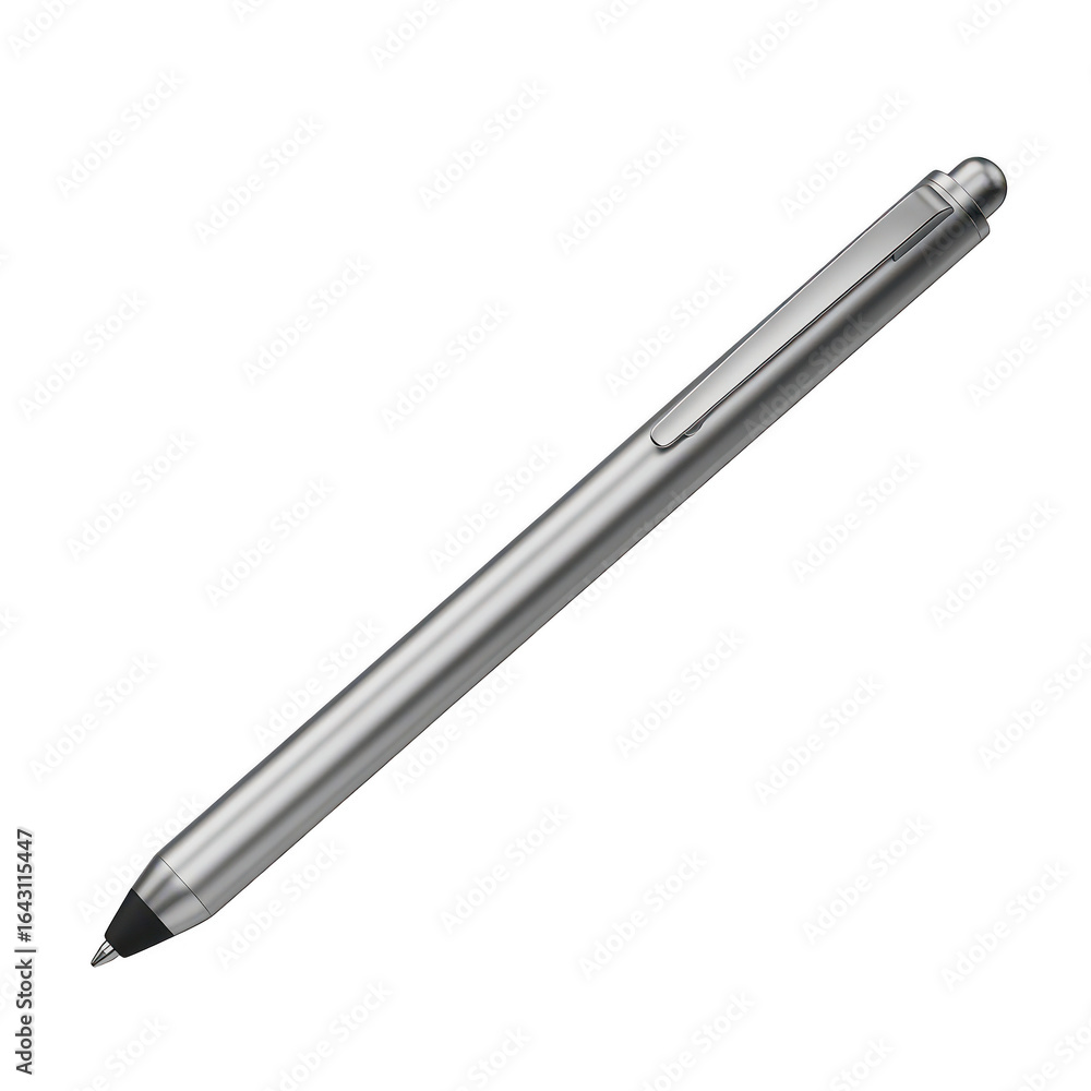 Sleek Silver Pen, Modern Design, Transparent Background, PNG Sleek Silver Pen, Modern Design, Transparent Background, PNG