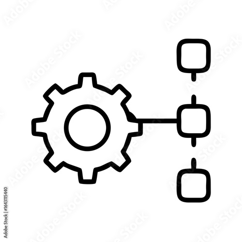 Connected gear system icon design.