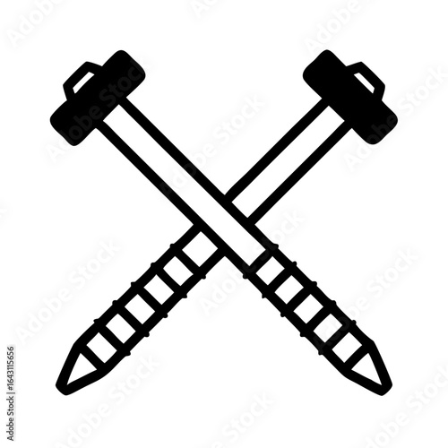 Crossed metal bolts icon design.