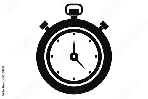 Black stopwatch shows time ticking with second and minute hands