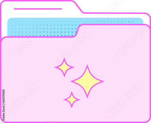 Cute Pastel Folder Icon in Flat Minimalist Style
