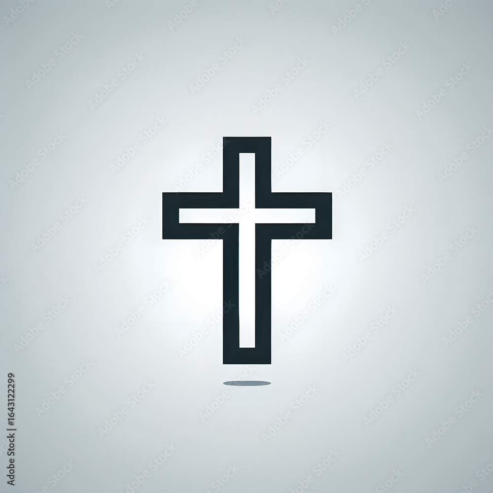 Obraz premium Simple Christian Cross Symbol on Light Gray Background for Religious Design