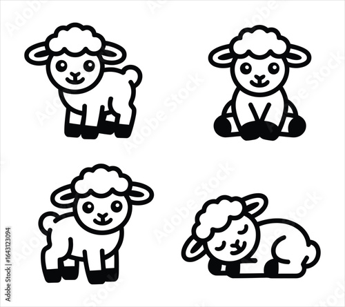 Cute Baby Lamb Silhouette Clipart Pack