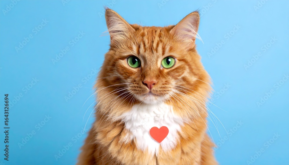 Obraz premium Ginger cat with heart