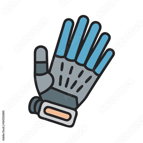 Protective steel glove icon design.