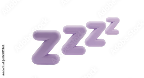 3D Purple Zzz Symbols Representing Sleep Isolated sleeping rest isolated on a transparent background