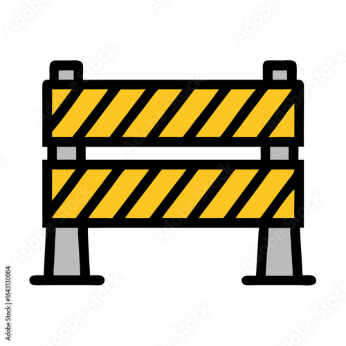 Striped caution barrier icon design.