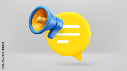 Speech balloon with megaphone. ed vector illustration with copy space